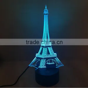 3D Colorful Led Romantic Creative Desk Bedroom Eiffel Tower Shape Night Light Lamp Desk Decoration Birthday Gifts thumbnail-5