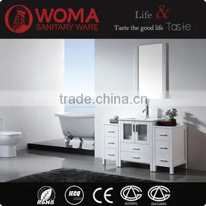 Water Proof Solid Wood Hand Wash Basin White Vanity Bathroom Furniture Wooden Cabinet No.3200C thumbnail-1