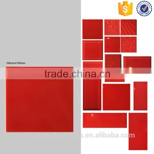 10x10 Wall Tile, Interior Indoor Red Ceramic Tiles, Glossy Glazed Cheap Tile thumbnail-1