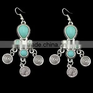 Gypsy Women Festival Jewelry Earrings Tibetan Silver Plated Round Beads Ear Hook thumbnail-5