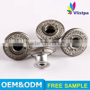Brass Wholesale Engraved Logo Flat Metal Tack Decorative Types of Buttons for Jeans thumbnail-6