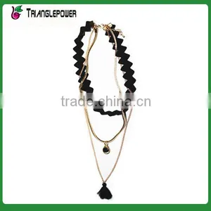 2016 Fashion Fabric Strip With Metal Chain Necklace thumbnail-1