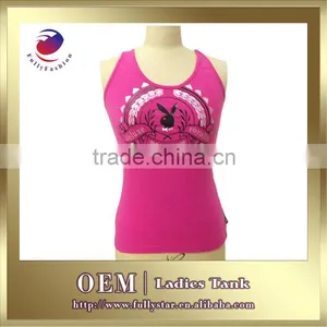 Sleeveless Fashion Design Glue Print Women T-shirts thumbnail-1