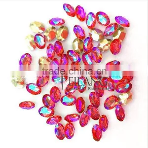 Teardrop Resin Sew on Rhinestones Siam Red AB Color Sew on Acrylic Crystal Stone thumbnail-1