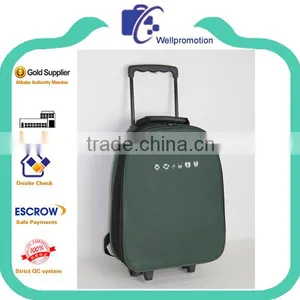 Dark Green School Backpack With Trolleys thumbnail-1