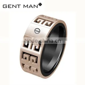 Rose Gold Promotional Hollow Out Titanium Ring 316L Stainless Steel Engineering Ring thumbnail-1