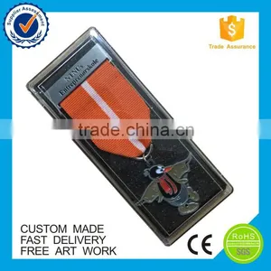 Custom Orange Ribbon Metal Award Medal With Plastic Box thumbnail-1
