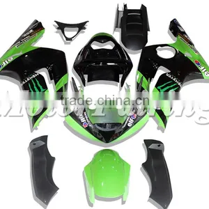 Green Black Fairing Kits for Kawasaki Ninja ZX6R 2003 2004 ZX 6R 03 04 ABS 100% Injection Mold Body Kits thumbnail-1