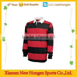 Long Sleeve Striped Polyester Rugby Jersey Dry Fit thumbnail-1