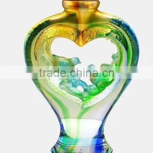 2016 New Lead Crystal Loving Birds Vase for Wedding Souvenirs thumbnail-1