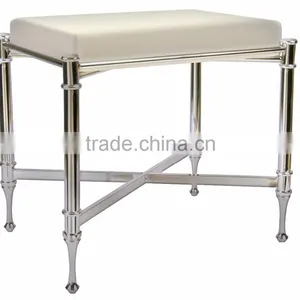 Bathroom Chrome White Vanity Stool thumbnail-1