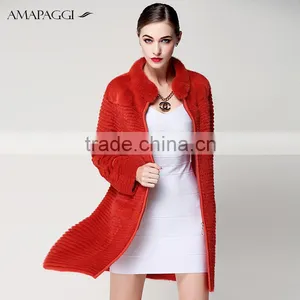Hot Sale Long Fur Coats Knitted Mink for Women thumbnail-1