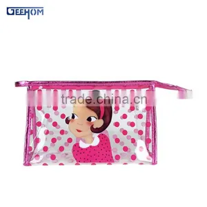Ladies Portable Standing Webbing Plastic Pvc Pouch thumbnail-1