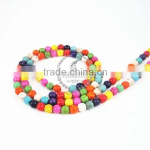 1 String 15inch 6-8mm Vintage Mix Color Dyeing Turquoise Kawaii Round Unique Beads 3010015 thumbnail-1