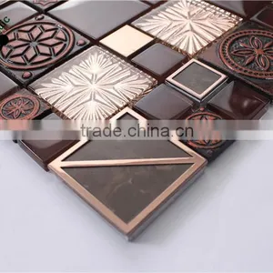SMP21 Foshan Wholesale Stock Mosaic Glass Tile Mosaic Brick Pattern Wallpaper thumbnail-1