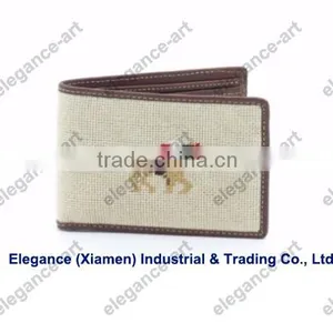 Racing Horse on Khaki Needlepoint Wallet thumbnail-1