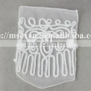 2016 Newest Design 100% Polyester White Color Lace Fabric Embroidery Trim Patch for Clothing Shoulder thumbnail-5