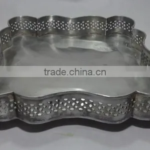 Aluminum Tray Polished Lacquered Embossed Border Square thumbnail-1