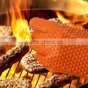 Silicone BBQ Grilling Gloves, Silicone Oven Gloves With Fingers Hand Gloves thumbnail-5
