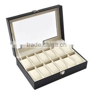 2017 Hot Selling 12 Slot PU Carbon Fiber Pattern Packing Box For Watch, Exquisite Display Boxs For Watch thumbnail-2