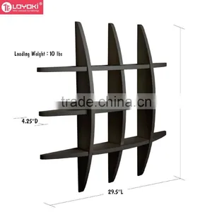 29.5 Inch x 4.25 Inch x 29.5 Inch Globe Cross Display Sudoku Wall Shelf Easy Assembly Wood Floating Shelf thumbnail-3
