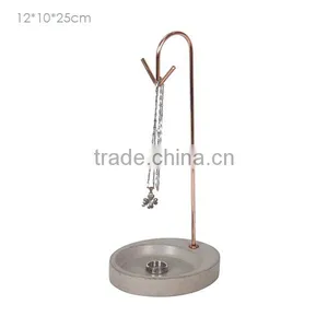 Plating Gold Metal Hanger With Concrete Rack Stand Base for Jewelry Display thumbnail-2