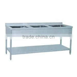 Stainless Steel Kitchen 3-sink Working Table thumbnail-1