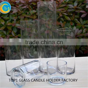 Clear Tall Cylinder Glass Candle Holder thumbnail-2