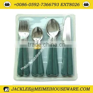 Plastic Handle 16pcs Flatware Set With Double Blister thumbnail-1