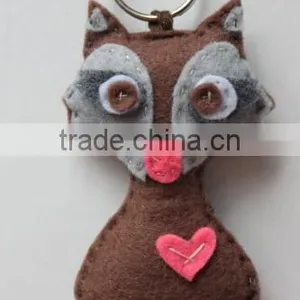 New Hot Sale China Animal Design Cheap Wholesale Fashion Key Ring Products Promotional Gift Craft Fabric Felt Wolf Keychain thumbnail-1