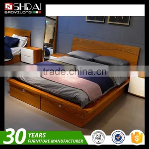 Contemporary Wooden Double Bed Frame Designs With Storage B-814 thumbnail-4