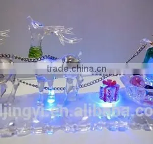 12.5inch Acrylic Led Double Deer and Snowman Standing Ice Pedestal for Table Decoration thumbnail-3