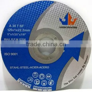 5" 125x1x22.2mm Flat Resin Bonded Reforced Cutting Wheel for Metal thumbnail-1