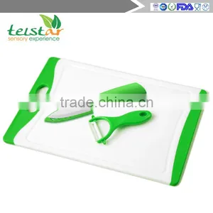 Large Plastic Cutting Board (green) Drop Tank Includes Free Ceramic Peeler and 3 "ceramic Paring Knife thumbnail-1