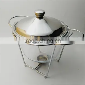 Large 4L Round Chafing Dish Glass Hot Food Warmer With Glass Dish thumbnail-1