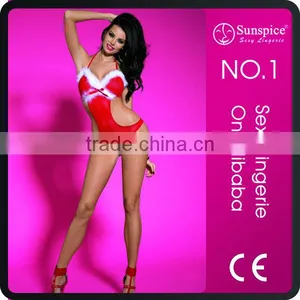Wholesale Red Sexy Erotic Christmas Underwear Woman Lingerie thumbnail-1