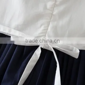 2017 New Arrival Korean Style White and Blue Casual Dress Children Simple Summer Dress Hoilday Beach Party Dresses Kids Clothing thumbnail-5