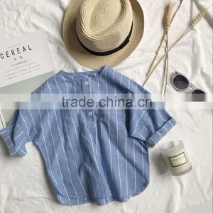 1-4 Years 2017 Wholesale Summer Cotton Short-Sleeves Stripe Kids Boys Shirts thumbnail-1
