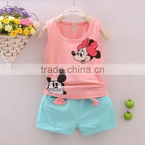 Cotton Sleeveless Vest Girl Shorts Suit thumbnail-4
