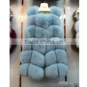 Hot Sale Fox Fur Long Vest Ladies Fox Fur Vest With Hood thumbnail-5