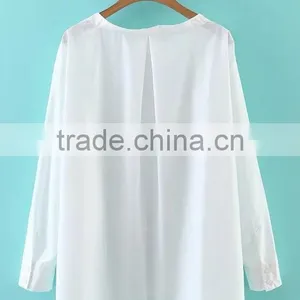 Runwaylover EY2345B Ladies Stand Collar Fashion Pure Color Blouse thumbnail-5