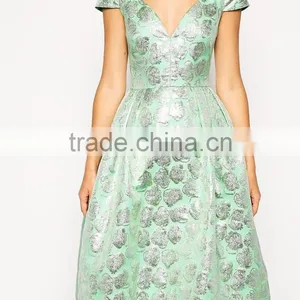 Deep Plunge Metallic Prom Dress thumbnail-3