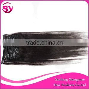 Wholesale European Market Cheap Hair Extensions Clip In Full Head, 100% Human Brazilian Virgin Hair Natural Color thumbnail-5