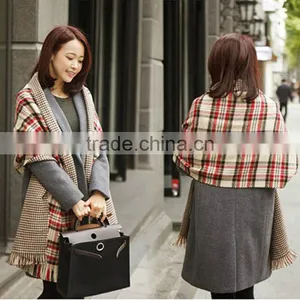 Classic Fashion Jacquard Checked Plaid Acrylic Long Double Side Scarf Stock thumbnail-2