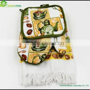 Cheap Potholder Oven Mitt Hotel Hand Towel Kitchen Textile Hot Selling Apron Oven Glove Kitchen Towel Set thumbnail-1