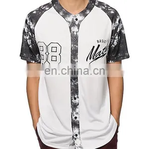 Polyester Baseball Jerseys With Full Button, Baseball Mesh Polyester for Men, Wholesale Cheap Custom Jersey t Shirt thumbnail-1