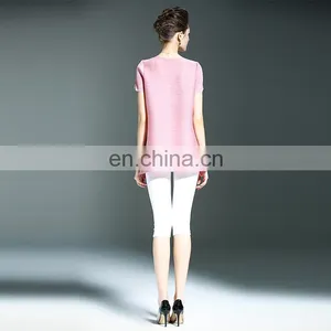 New Fashion Women Summer Short Sleeve Blouse Pleates Clothes thumbnail-2