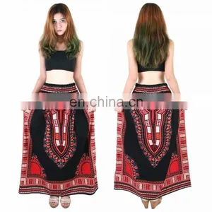 Dashiki African Skirt Cotton Mexican Hippie Tribal Ethic Boho Black Cotton Mexican Hippie Shirt Wrap With Elastic Skirt African thumbnail-2