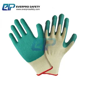 10G 5 Yarn Cotton Liner Latex Crinkle Palm Coated Work Gloves With EN388 3142X thumbnail-1