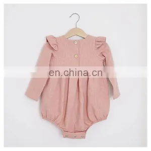 Infants & Toddler Clothes Full Sleeve Ruffle Princess Baby Girls Linen Romper thumbnail-2
